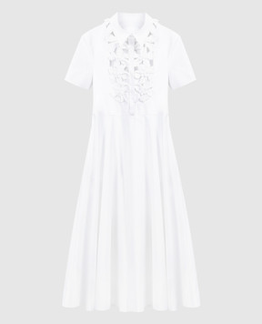 Valentino Белое платье с цветочной аппликацией Hibiscus 4B0VA8X55DN
