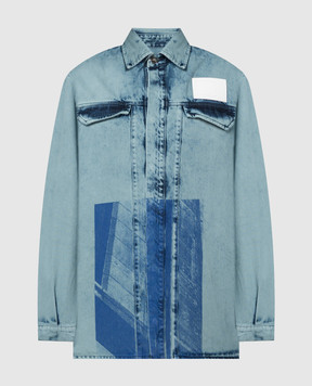 A Cold Wall Блакитна джинсова куртка з абстрактним принтом ACWMSH136