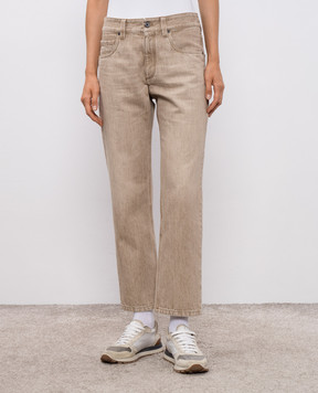 Brunello Cucinelli Бежеві джинси з патчем логотипа MA095P4017