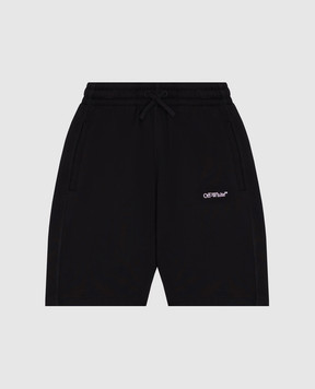 Off-White Детские черные шорты с принтом логотипа OBCI001S25FLE001