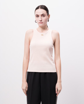 Twinset Рожевий топ в рубчик з логотипом 251TP2550