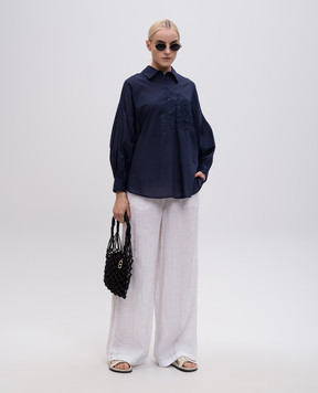 Twinset Синяя блуза с аппликацией 251LM2PBB