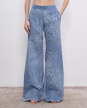Ermanno Scervino Голубые палаццо в цветочный узор D466P708QMV