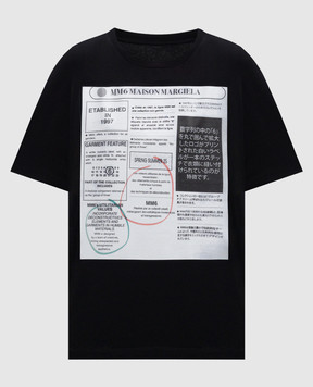 Maison Margiela MM6 Черная футболка с брендовым принтом S52GC0337S24312