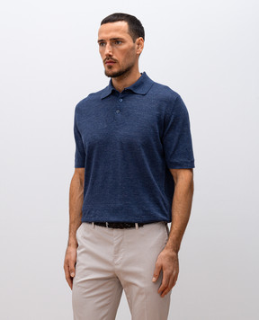 Brunello Cucinelli Синее поло с льном M2L00315