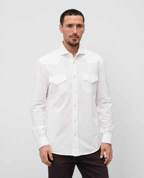 Brunello Cucinelli Белая рубашка с карманами ME8546666