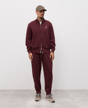 Brunello Cucinelli Бордовая спортивная куртка с вышивкой эмблемы M2219206G