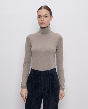 Brunello Cucinelli Бежевий гольф з кашеміром та шовком з люрексом M41800063P
