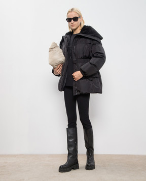Moncler Черный свитшот с логотипом из кристаллов J20938G00040899TR