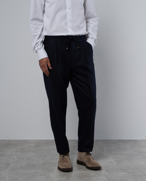 Brunello Cucinelli Синие брюки из шерсти M038PE1710