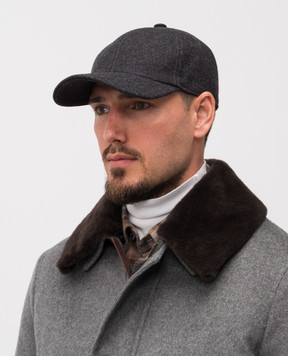 Cashmere&Whiskey Серая кепка из шерсти и кашемира 9925001