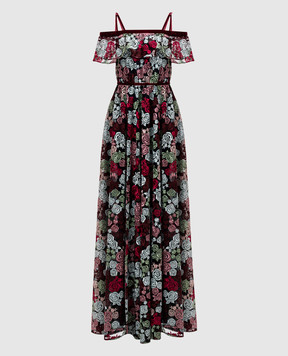 Zac Zac Posen Бордова сукня максі в квіткову вишивку 23720729