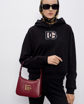 Dolce&Gabbana Бордова шкіряна сумка-хобо 3,5 з монограмою логотипа DG BB7598AW576