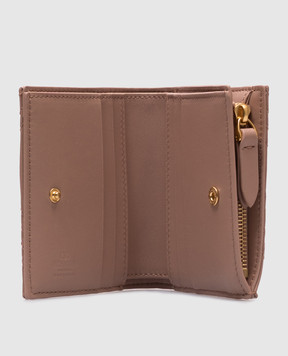 Valentino Рожеве шкіряне портмоне QUILTIE з логотипом 7W2P0AS0MIC