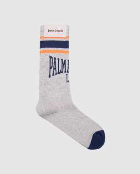 Palm Angels Сірі шкарпетки з візерунком логотипа PMRA001F24FAB008