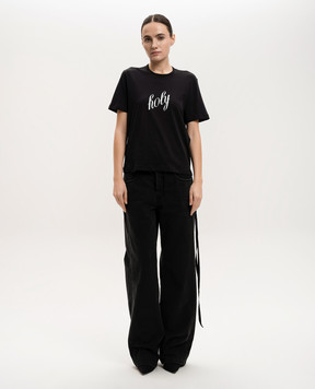 Ann Demeulemeester Черная футболка с принтом Holy B0012545FA206