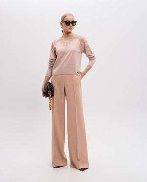 Ermanno Scervino Бежевый джемпер из шерсти с кружевом D455M735APATL