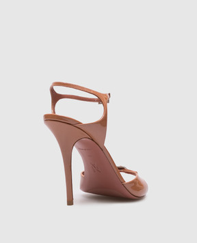 Amina Muaddi Коричневые кожаные лакированные босоножки Adut 14S364254ADU