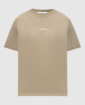 Stone Island Бежевая футболка с принтом логотип логотип. K1S152100020S0080