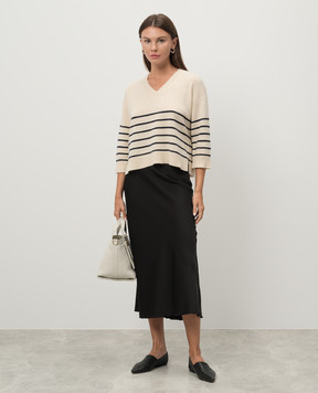 Max Mara Weekend Бежевий пуловер LEVA з кашеміру з візерунком смужка LEVA