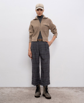 Brunello Cucinelli Сірий топ з кашеміру та шовку M13800004P