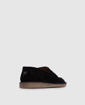 Dolce&Gabbana Черные замшевые лоферы с перфорацией A50651A9T59
