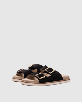 Brunello Cucinelli Черные замшевые шлепанцы Urban MZUSILY235