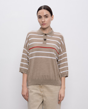 Brunello Cucinelli Бежевое поло из шерсти и кашемира M14808305