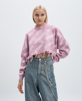 Vetements Розовый укороченный свитер с шерстью с бахромой. WA65KN221P