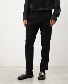 Dolce&Gabbana Черные брюки из шерсти и шелка с лампасами. GP0F2TFU21E