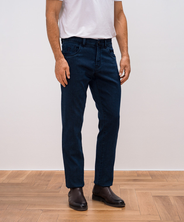 Scissor Scriptor Синие джинсы COSTANTINO с эффектом потертости и патчем логотипа COSTANTINOT119163 изображение 3