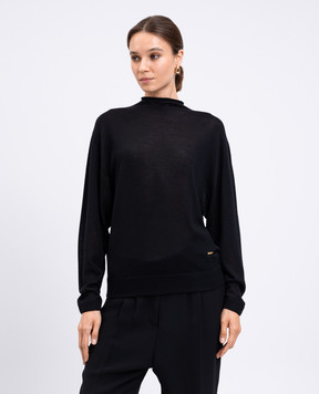 Tom Ford Чорний светр з кашеміру і шовку з логотипом MAK1396YAX938