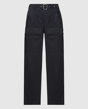 Jil Sander Голубые брюки-карго с вышивкой монограммы логотипа. J40KA0179J45039