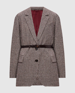 Brunello Cucinelli Коричневий жакет з вовни у візерунок MV4047398