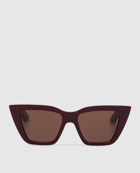 Alexander McQueen Бордові сонцезахисні окуляри Cat-Eye з логотипом 821692J0749