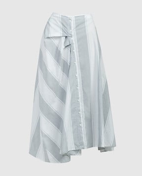 Marc Le Bihan Белая асимметричная юбка в полоску с эффектом жатки 2522