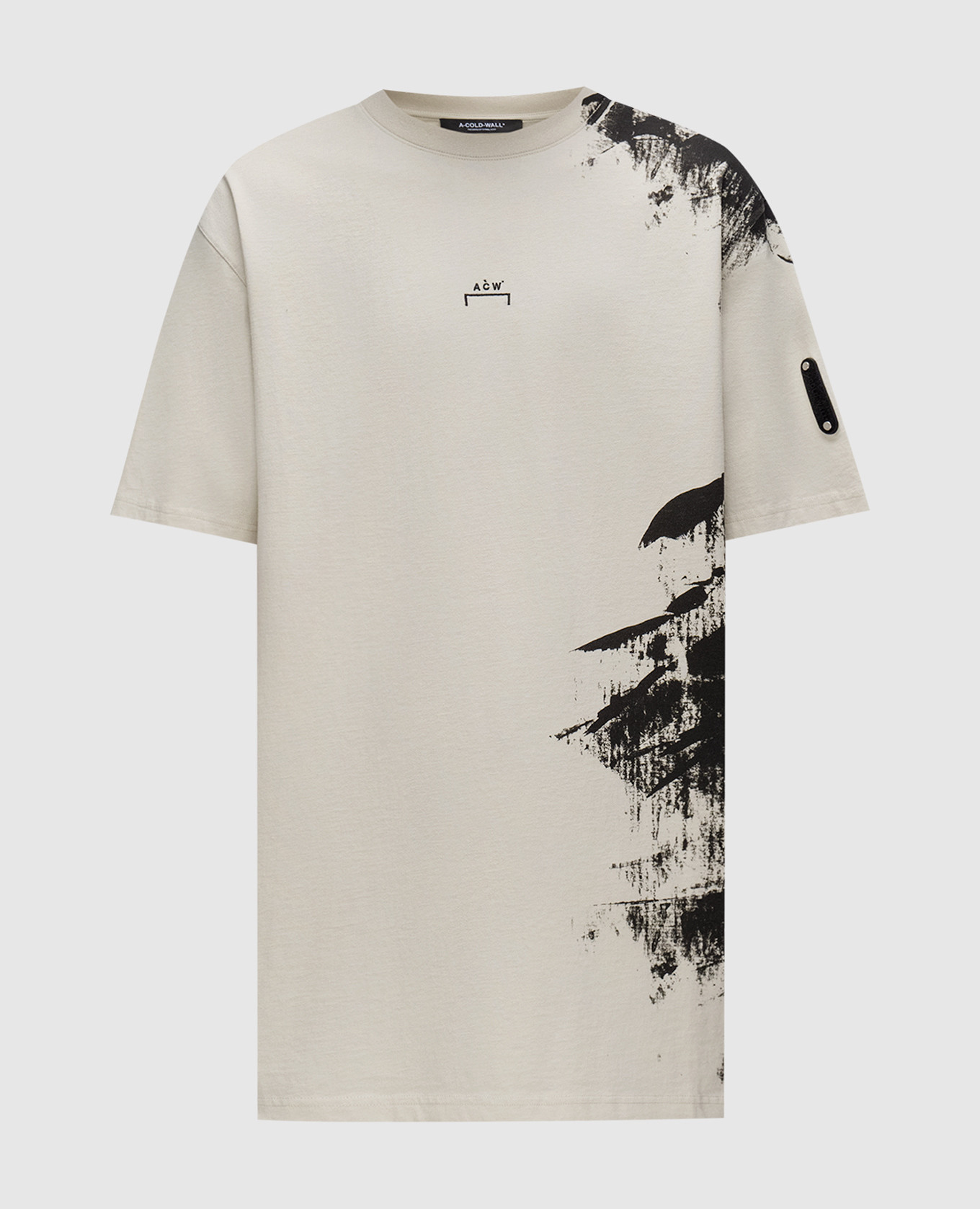Beige t-shirt with an abstract print