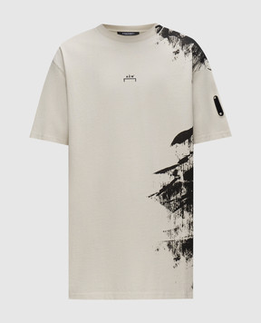 A Cold Wall Бежева футболка з абстрактним принтом ACWMTS188