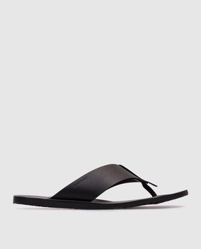 Stuart Weitzman Черные кожаные шлепанцы BASTIAN с логотипом SK546