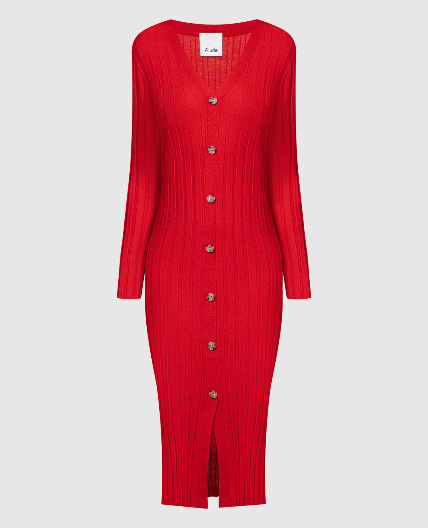 Red midi dress made of wool