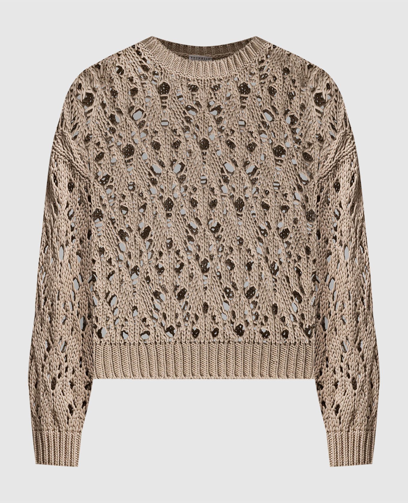 Бежевый ажурный свитер