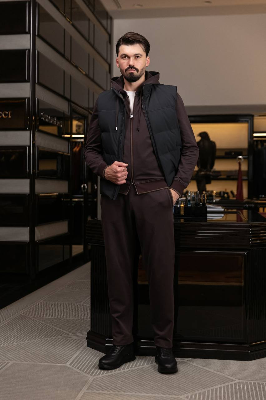 Stefano Ricci Коричневый спортивный костюм с вышивкой логотипа с металлической монограммой K101044P3DK101044FCR изображение 6