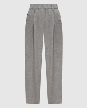 Brunello Cucinelli Серые брюки из шерсти и кашемира с цепочкой мониль MB162P8417