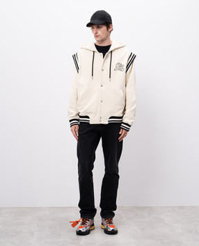 Off-White Бежевая спортивная куртка с вышивкой Arrow OMEK003S25JER001