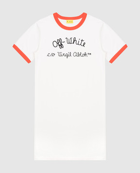 Off-White Детское белое платье с вышивкой логотипа OGDB066S25JER001