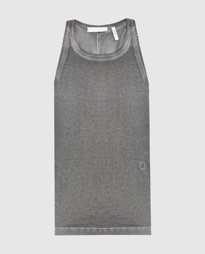 Helmut Lang Сірий топ з вишивкою монограми логотипа O10HW506