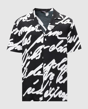 Balmain Черная рубашка в принт Love Letter EH1HN065VH47