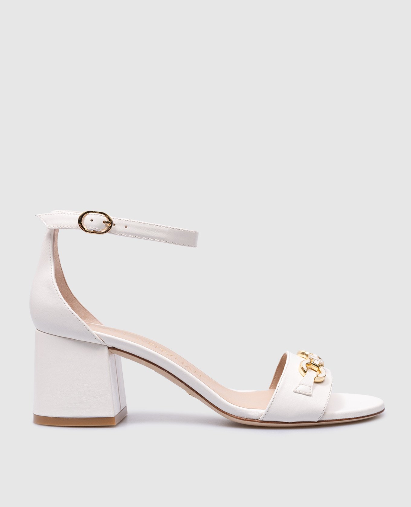 SIGNATURE SAN white leather sandals with logo