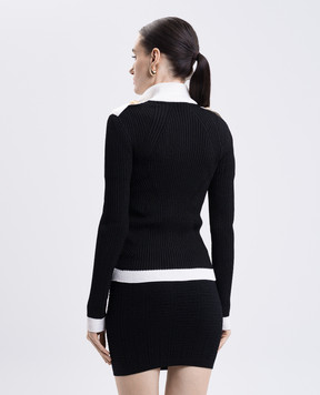 Balmain Чорний кардиган з контрастним окантуванням FF1KL036KI64