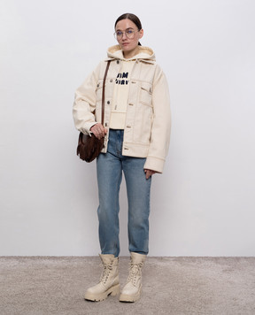 Ami Paris Бежевые худи с фактурным логотипом USW275747w